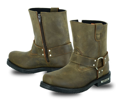 Leather Boots - Brown (Waterproof) w/ Side Zipper (DS-9742)