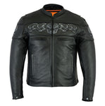 Soft Touch (Men's) Cowhide Jacket w/Reflective Skulls (CGD-DS700)
