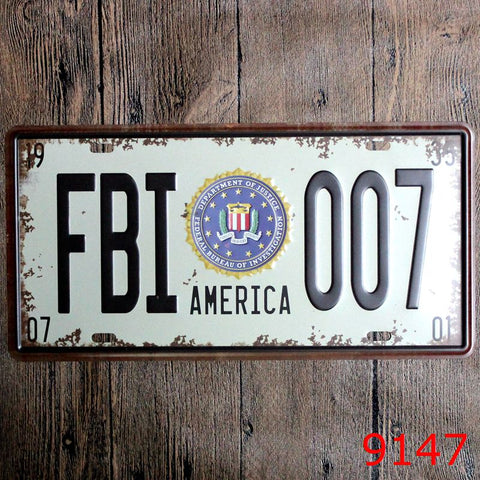 Vintage FBI 007 License Plate / Wall Art (CGD-1001)